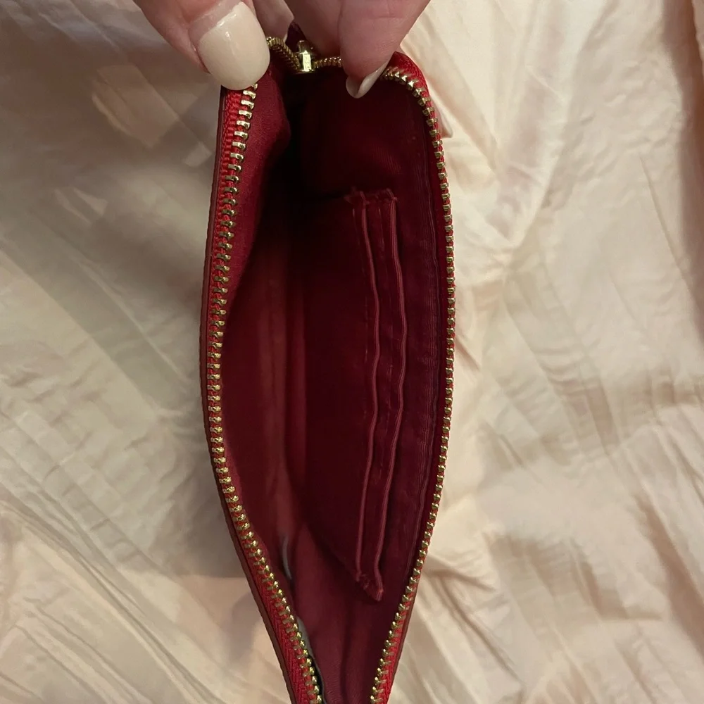 Coach Crossgrain Leather Corner Zip Wristlet Wallet 1941 Red